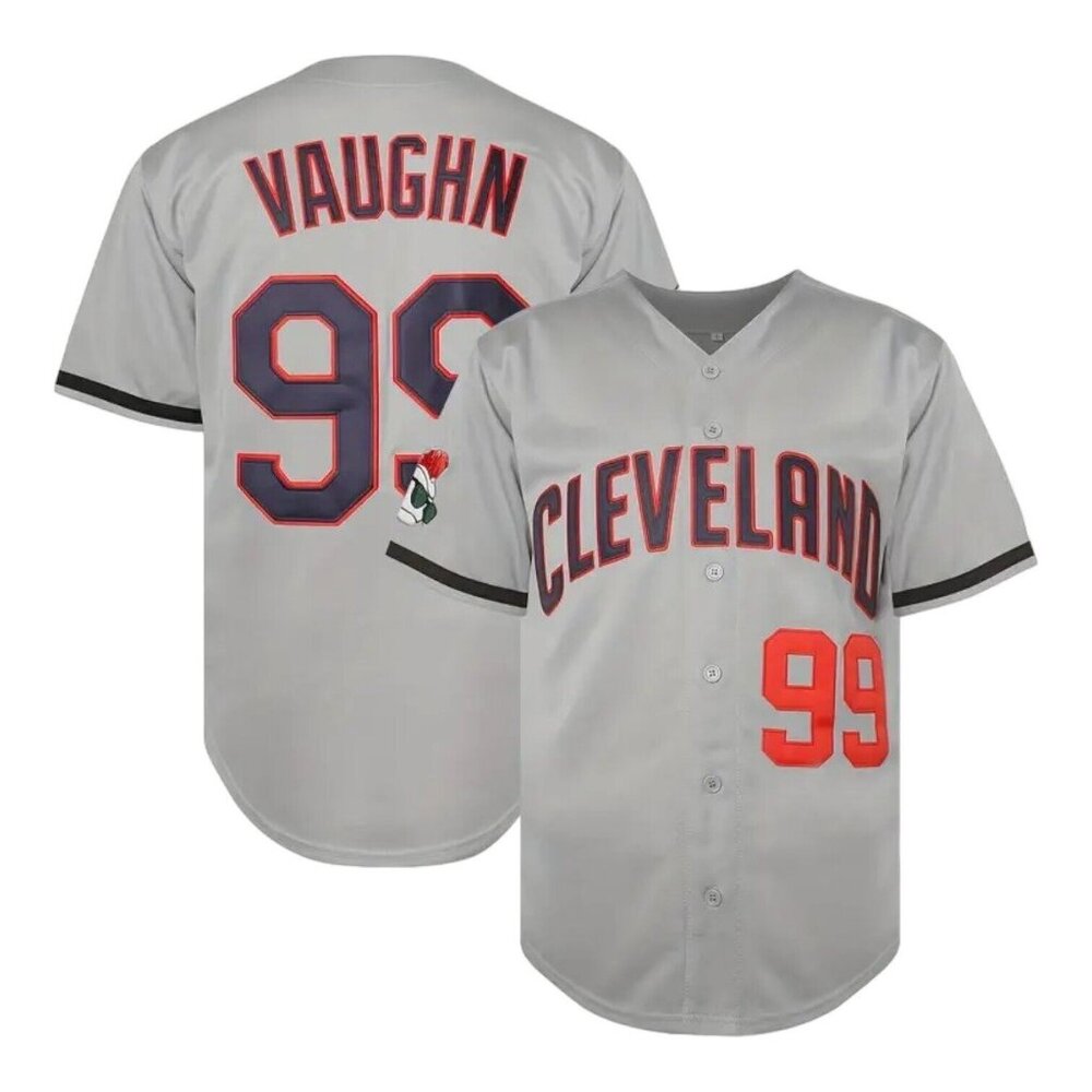 Cleveland Indians Rick Vaughn #99 Major League Movie Jersey Gray Men's